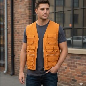 Forever‎ 21 Men’s Bronze Multi-Pocket Vest Size M. NWT